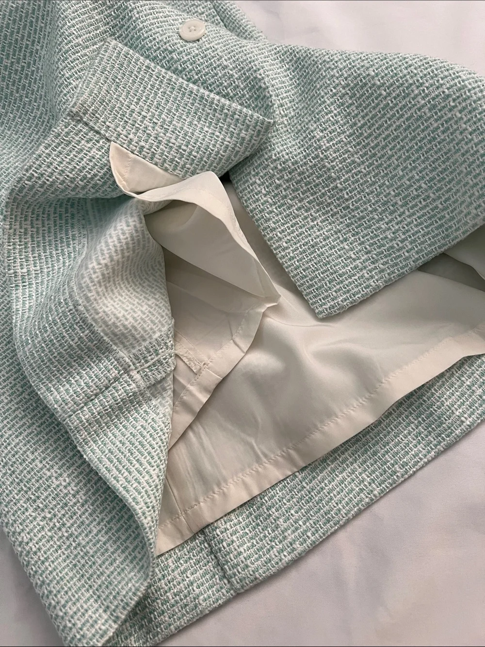 J.Crew NWT Size 00 Mint Green Tweed Button Front Sleeveless Mini Dress $128